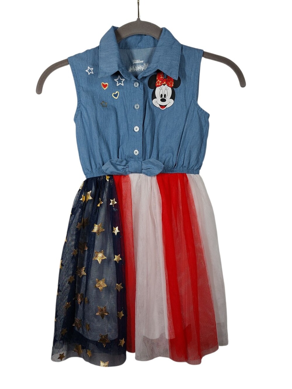 Disney Junior Minnie TuTu Patriotic Sleeveless Dress Size 5T Stars & Stripes